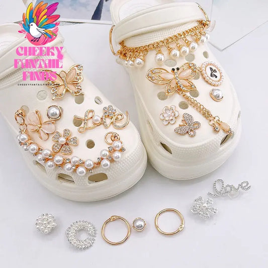 Diy Accessories Pearl Perfume Bottle Shoe Buckle Set Removable Shoes diamond Cheeky Fantail Finds