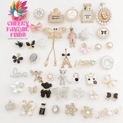 Diy Accessories Pearl Perfume Bottle Shoe Buckle Set Removable Shoes diamond Cheeky Fantail Finds