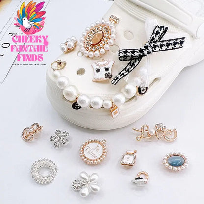 Diy Accessories Pearl Perfume Bottle Shoe Buckle Set Removable Shoes diamond Cheeky Fantail Finds