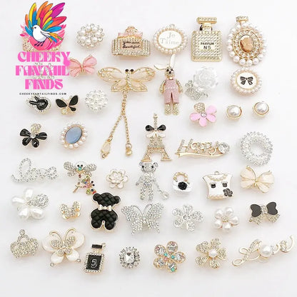 Diy Accessories Pearl Perfume Bottle Shoe Buckle Set Removable Shoes diamond Cheeky Fantail Finds