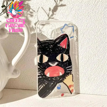 Doodle Angry Cat Case for Iphone 13 16 Pro Max 11 12 14 15 Pro Max 7 8 Plus 13 Mini XS XR SE 2022 13Pro Back Cover Clear Fundas Cheeky Fantail Finds