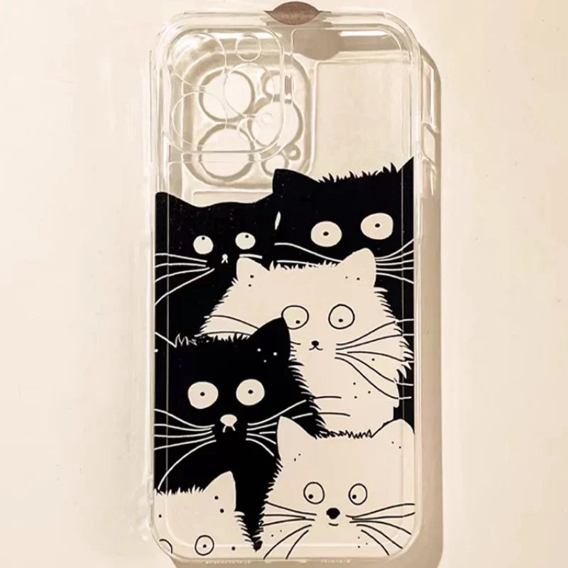 Doodle Angry Cat Case for Iphone 13 16 Pro Max 11 12 14 15 Pro Max 7 8 Plus 13 Mini XS XR SE 2022 13Pro Back Cover Clear Fundas Cheeky Fantail Finds