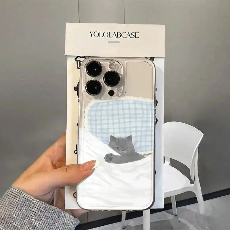 Doodle Angry Cat Case for Iphone 13 16 Pro Max 11 12 14 15 Pro Max 7 8 Plus 13 Mini XS XR SE 2022 13Pro Back Cover Clear Fundas Cheeky Fantail Finds