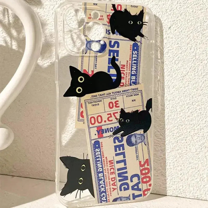 Doodle Angry Cat Case for Iphone 13 16 Pro Max 11 12 14 15 Pro Max 7 8 Plus 13 Mini XS XR SE 2022 13Pro Back Cover Clear Fundas Cheeky Fantail Finds