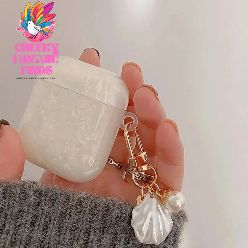 Dreamy Pearl Shell Soft Case with Keychain For AirPods 4 Airpods 3 2 1 pro 2 Wireless Earphone Accessories Headphone Box Cover Cheeky Fantail Finds