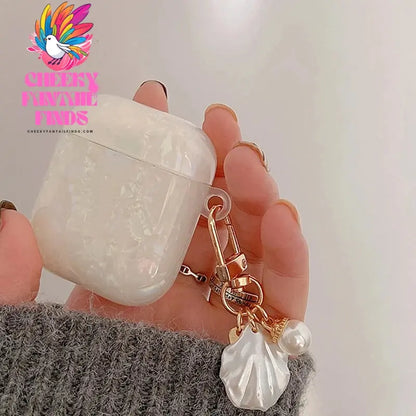 Dreamy Pearl Shell Soft Case with Keychain For AirPods 4 Airpods 3 2 1 pro 2 Wireless Earphone Accessories Headphone Box Cover Cheeky Fantail Finds