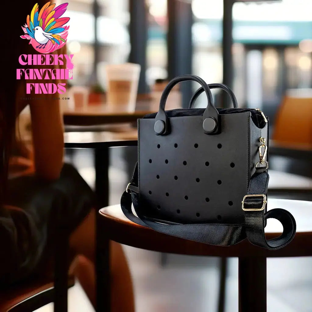 EVA Leather Solid Color Tote Bag Travel Work Waterproof Beach Bag Women Fashion Shoulder Bag Punched Outdoor Handbag Fit Charms - Cheeky Fantail Finds