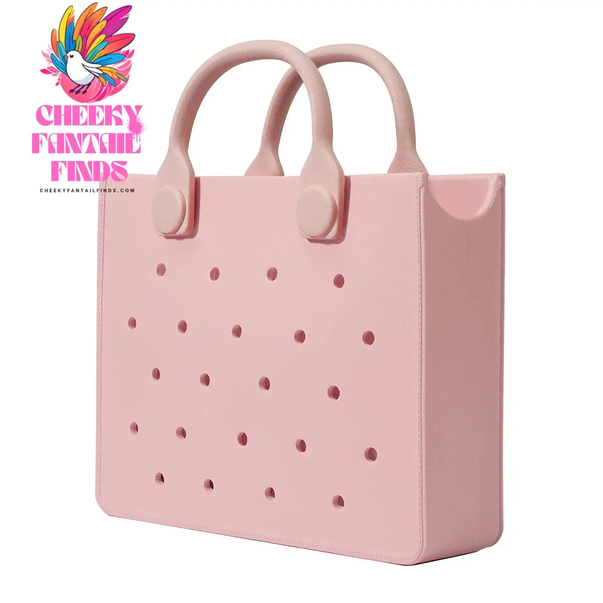 EVA Leather Solid Color Tote Bag Travel Work Waterproof Beach Bag Women Fashion Shoulder Bag Punched Outdoor Handbag Fit Charms - Cheeky Fantail Finds