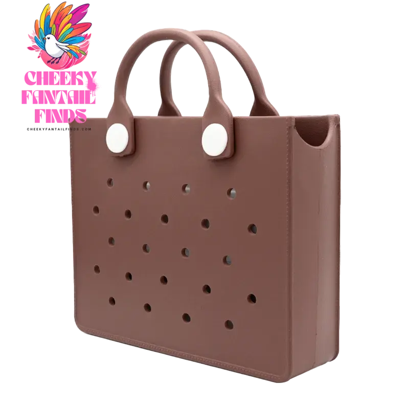 EVA Leather Solid Color Tote Bag Travel Work Waterproof Beach Bag Women Fashion Shoulder Bag Punched Outdoor Handbag Fit Charms - Cheeky Fantail Finds