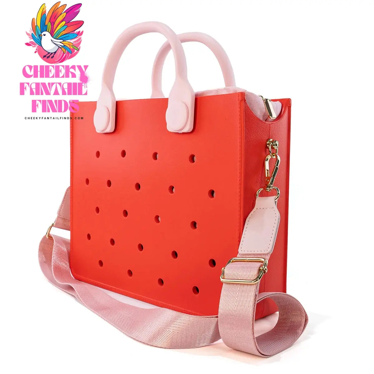 EVA Leather Solid Color Tote Bag Travel Work Waterproof Beach Bag Women Fashion Shoulder Bag Punched Outdoor Handbag Fit Charms - Cheeky Fantail Finds