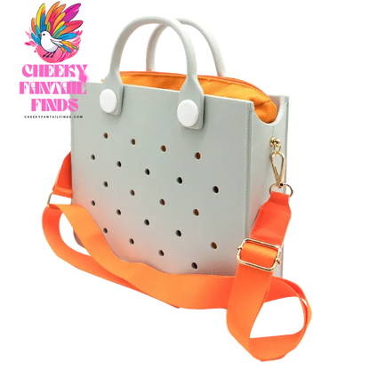 EVA Leather Solid Color Tote Bag Travel Work Waterproof Beach Bag Women Fashion Shoulder Bag Punched Outdoor Handbag Fit Charms - Cheeky Fantail Finds
