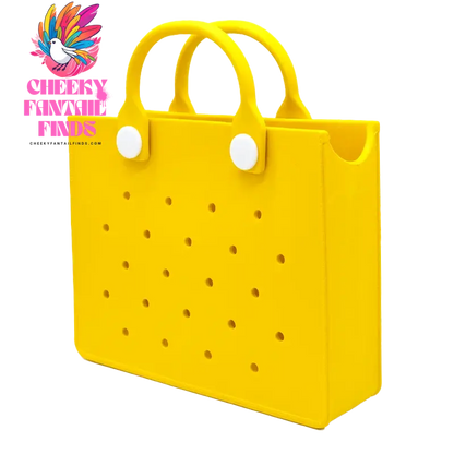 EVA Leather Solid Color Tote Bag Travel Work Waterproof Beach Bag Women Fashion Shoulder Bag Punched Outdoor Handbag Fit Charms - Cheeky Fantail Finds