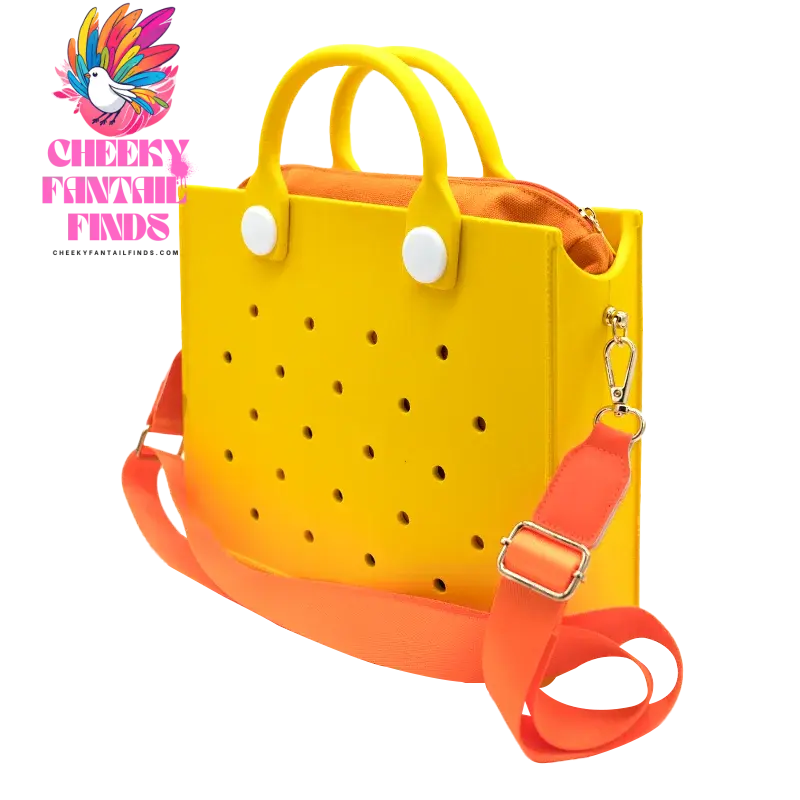 EVA Leather Solid Color Tote Bag Travel Work Waterproof Beach Bag Women Fashion Shoulder Bag Punched Outdoor Handbag Fit Charms - Cheeky Fantail Finds