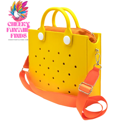EVA Leather Solid Color Tote Bag Travel Work Waterproof Beach Bag Women Fashion Shoulder Bag Punched Outdoor Handbag Fit Charms - Cheeky Fantail Finds