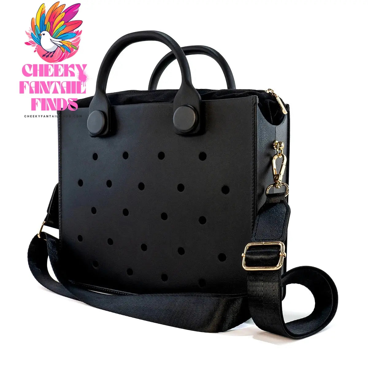 EVA Leather Solid Color Tote Bag Travel Work Waterproof Beach Bag Women Fashion Shoulder Bag Punched Outdoor Handbag Fit Charms - Cheeky Fantail Finds