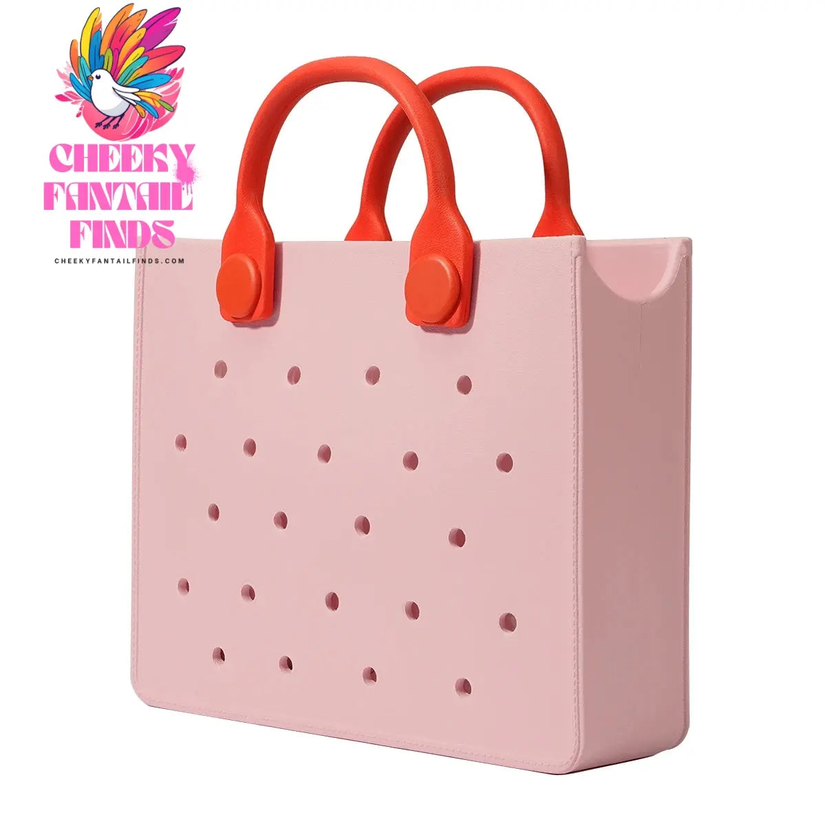 EVA Leather Solid Color Tote Bag Travel Work Waterproof Beach Bag Women Fashion Shoulder Bag Punched Outdoor Handbag Fit Charms - Cheeky Fantail Finds