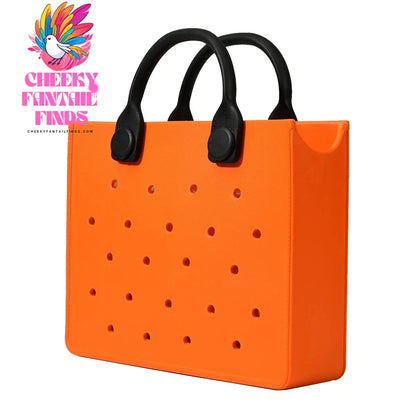 EVA Leather Solid Color Tote Bag Travel Work Waterproof Beach Bag Women Fashion Shoulder Bag Punched Outdoor Handbag Fit Charms - Cheeky Fantail Finds