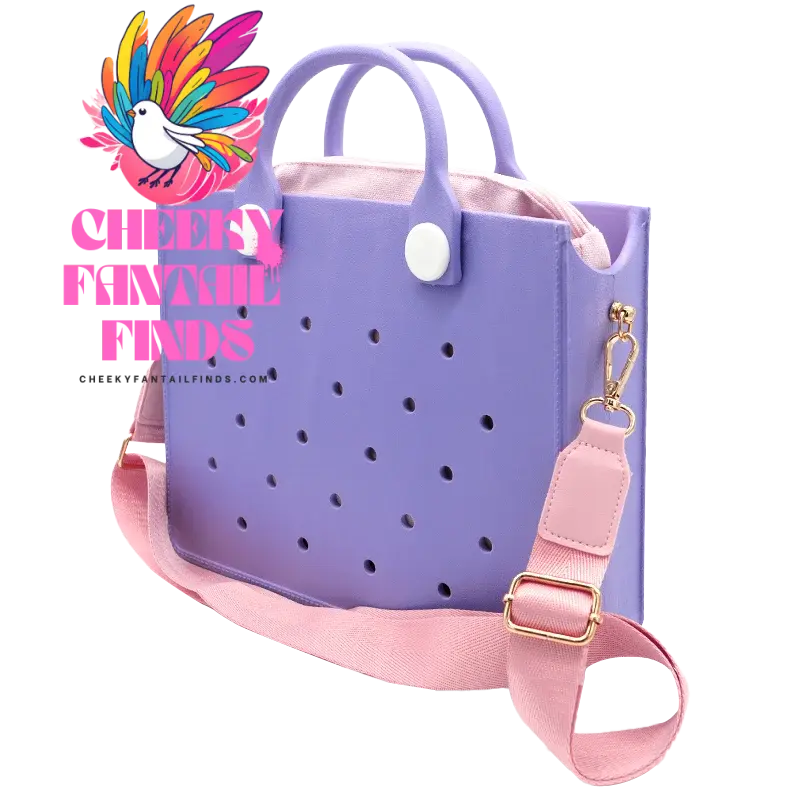 EVA Leather Solid Color Tote Bag Travel Work Waterproof Beach Bag Women Fashion Shoulder Bag Punched Outdoor Handbag Fit Charms - Cheeky Fantail Finds