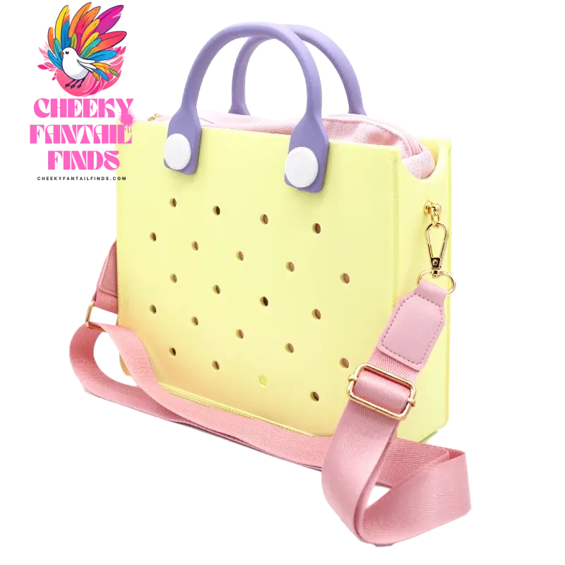 EVA Leather Solid Color Tote Bag Travel Work Waterproof Beach Bag Women Fashion Shoulder Bag Punched Outdoor Handbag Fit Charms - Cheeky Fantail Finds
