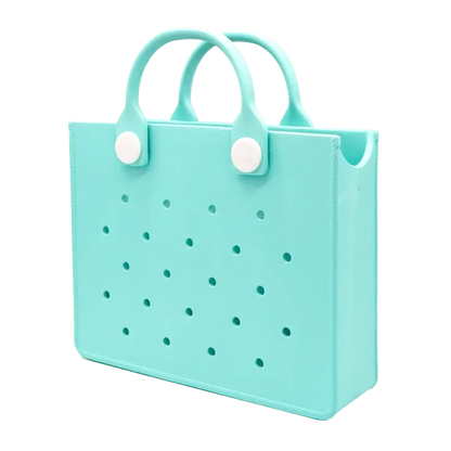 EVA Leather Solid Color Tote Bag Travel Work Waterproof Beach Bag Women Fashion Shoulder Bag Punched Outdoor Handbag Fit Charms - Cheeky Fantail Finds
