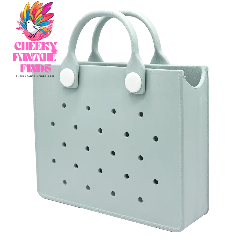 EVA Leather Solid Color Tote Bag Travel Work Waterproof Beach Bag Women Fashion Shoulder Bag Punched Outdoor Handbag Fit Charms - Cheeky Fantail Finds