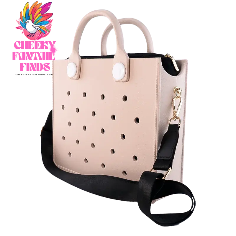 EVA Leather Solid Color Tote Bag Travel Work Waterproof Beach Bag Women Fashion Shoulder Bag Punched Outdoor Handbag Fit Charms - Cheeky Fantail Finds