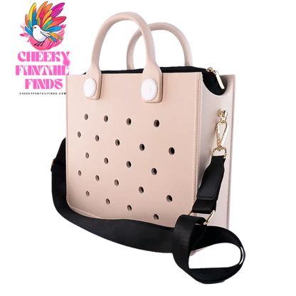 EVA Leather Solid Color Tote Bag Travel Work Waterproof Beach Bag Women Fashion Shoulder Bag Punched Outdoor Handbag Fit Charms - Cheeky Fantail Finds