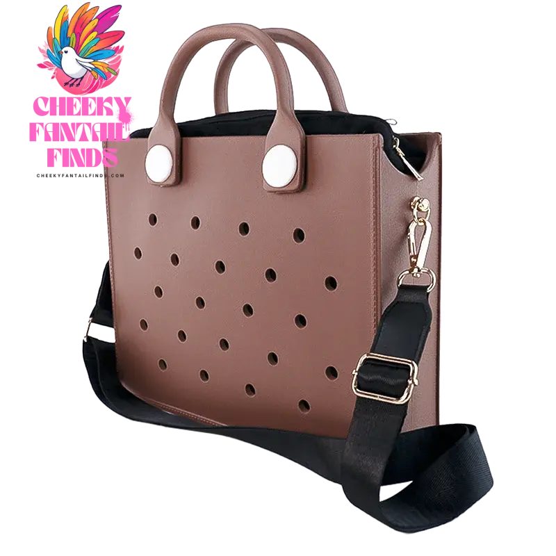EVA Leather Solid Color Tote Bag Travel Work Waterproof Beach Bag Women Fashion Shoulder Bag Punched Outdoor Handbag Fit Charms - Cheeky Fantail Finds