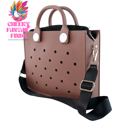 EVA Leather Solid Color Tote Bag Travel Work Waterproof Beach Bag Women Fashion Shoulder Bag Punched Outdoor Handbag Fit Charms - Cheeky Fantail Finds