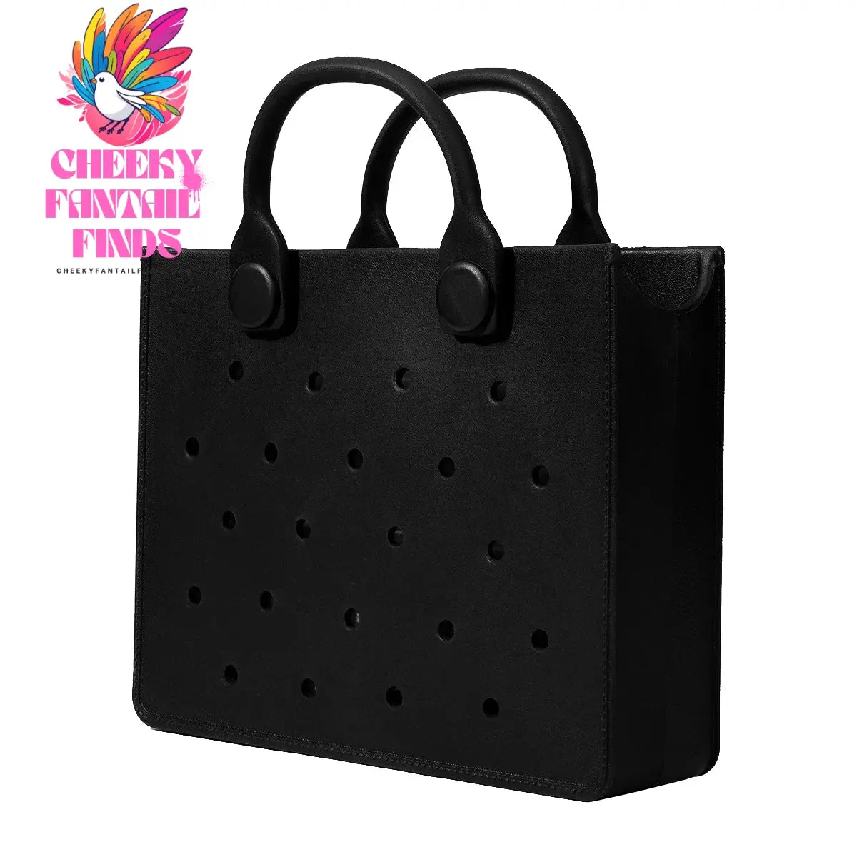 EVA Leather Solid Color Tote Bag Travel Work Waterproof Beach Bag Women Fashion Shoulder Bag Punched Outdoor Handbag Fit Charms - Cheeky Fantail Finds