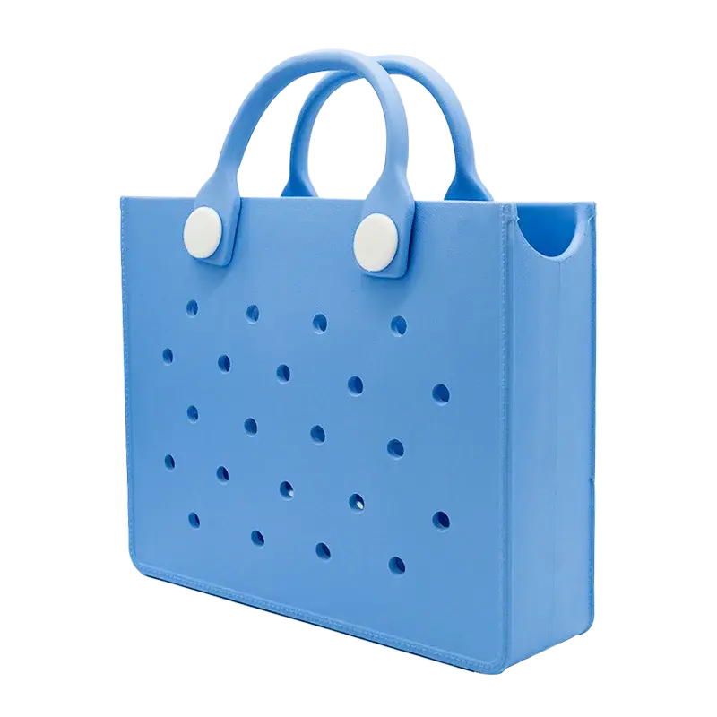 EVA Leather Solid Color Tote Bag Travel Work Waterproof Beach Bag Women Fashion Shoulder Bag Punched Outdoor Handbag Fit Charms - Cheeky Fantail Finds