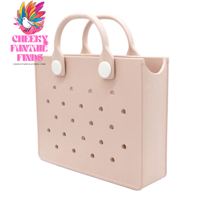 EVA Leather Solid Color Tote Bag Travel Work Waterproof Beach Bag Women Fashion Shoulder Bag Punched Outdoor Handbag Fit Charms - Cheeky Fantail Finds