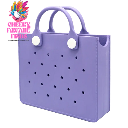 EVA Leather Solid Color Tote Bag Travel Work Waterproof Beach Bag Women Fashion Shoulder Bag Punched Outdoor Handbag Fit Charms - Cheeky Fantail Finds