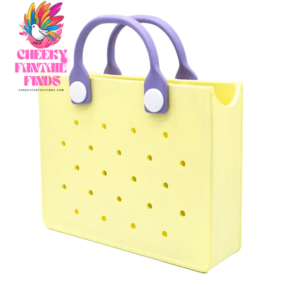 EVA Leather Solid Color Tote Bag Travel Work Waterproof Beach Bag Women Fashion Shoulder Bag Punched Outdoor Handbag Fit Charms - Cheeky Fantail Finds