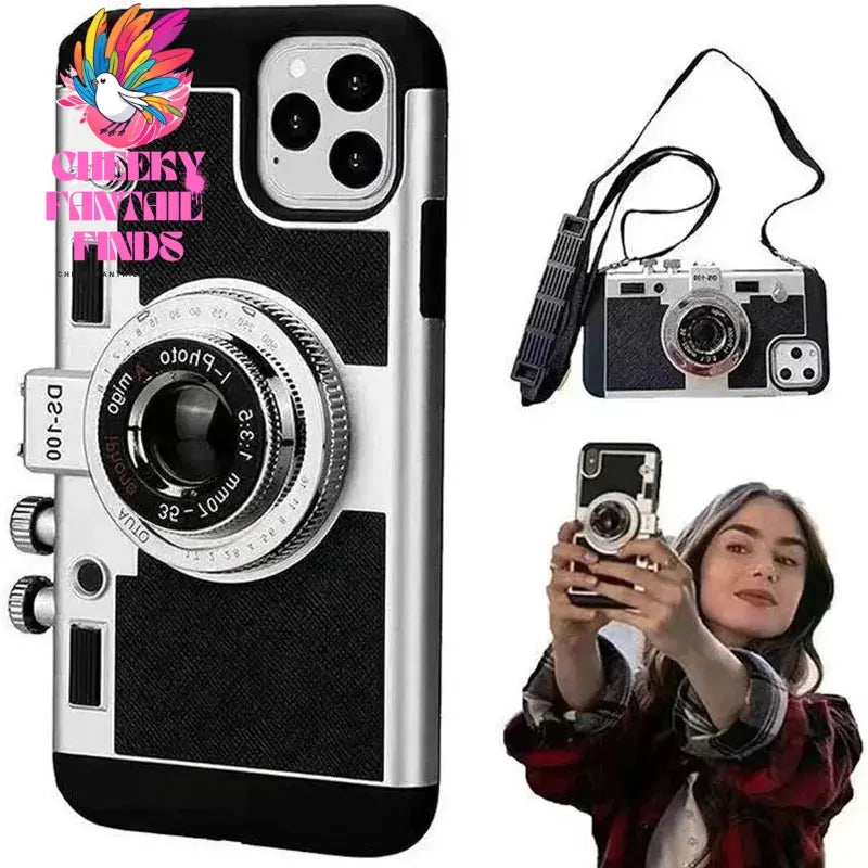 Emily In Paris 3D Retro Camera Leather Case for IPhone 11 13 14 15 Pro Max 12 Mini XS XR X 7 8 Plus SE 2022 IPones Accessories Cheeky Fantail Finds