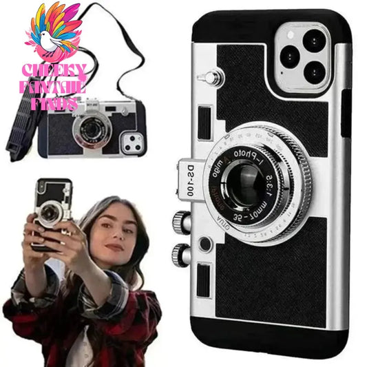 Emily In Paris 3D Retro Camera Leather Case for IPhone XS XR X 7 8 Plus SE 11 13 14 15 16 Pro Max 12 Mini funda Cover sling case Cheeky Fantail Finds
