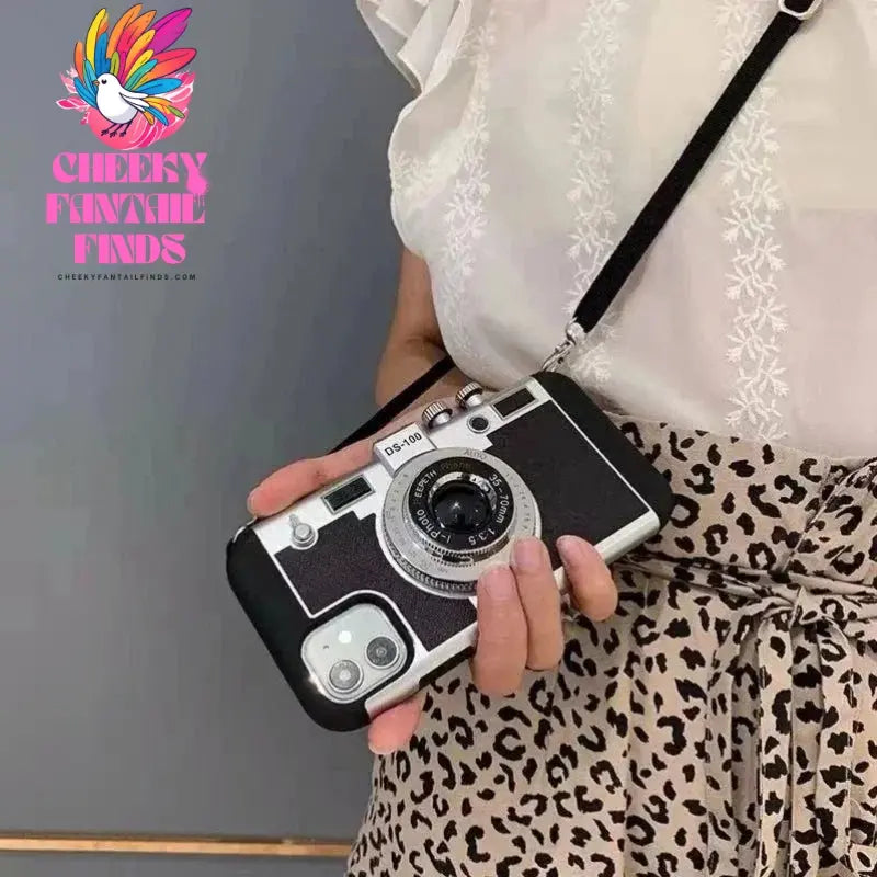 Emily In Paris 3D Retro Camera Leather Case for IPhone XS XR X 7 8 Plus SE 11 13 14 15 16 Pro Max 12 Mini funda Cover sling case Cheeky Fantail Finds
