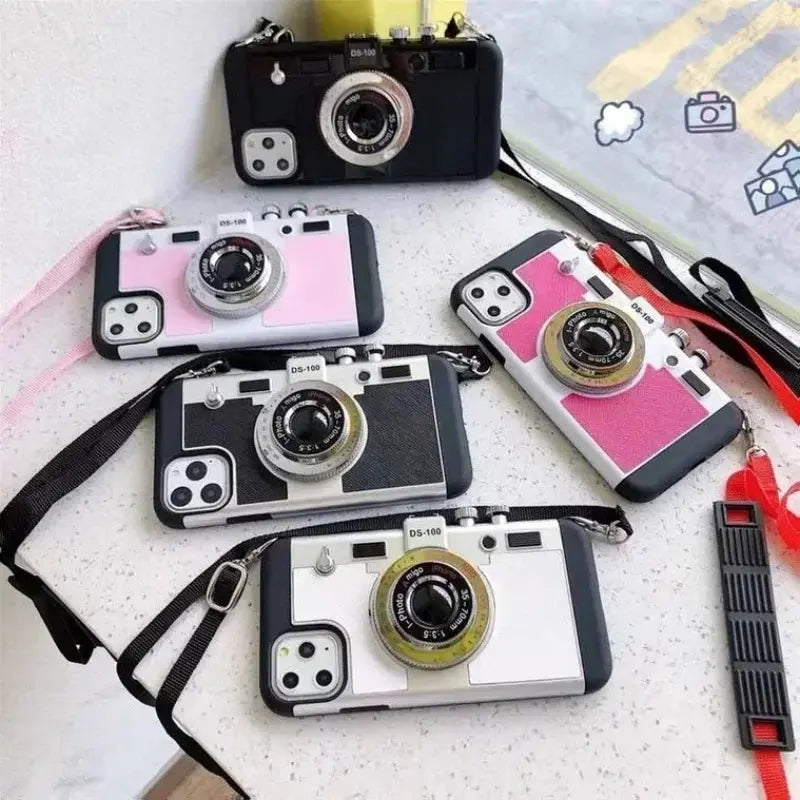 Emily In Paris 3D Retro Camera Leather Case for IPhone XS XR X 7 8 Plus SE 11 13 14 15 16 Pro Max 12 Mini funda Cover sling case Cheeky Fantail Finds