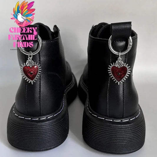 Enamel Rose Flowers Hearts Martin Boots Shoes Buckles Decoration Gothic Turkish Style Shoes Accessories Lucky Jewelry Cheeky Fantail Finds