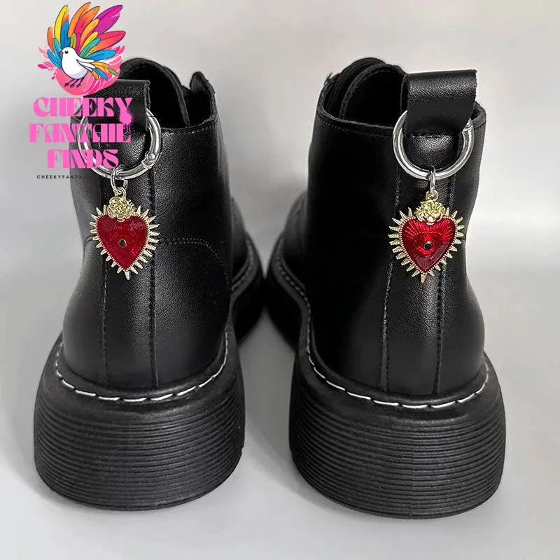 Enamel Rose Flowers Hearts Martin Boots Shoes Buckles Decoration Gothic Turkish Style Shoes Accessories Lucky Jewelry Cheeky Fantail Finds