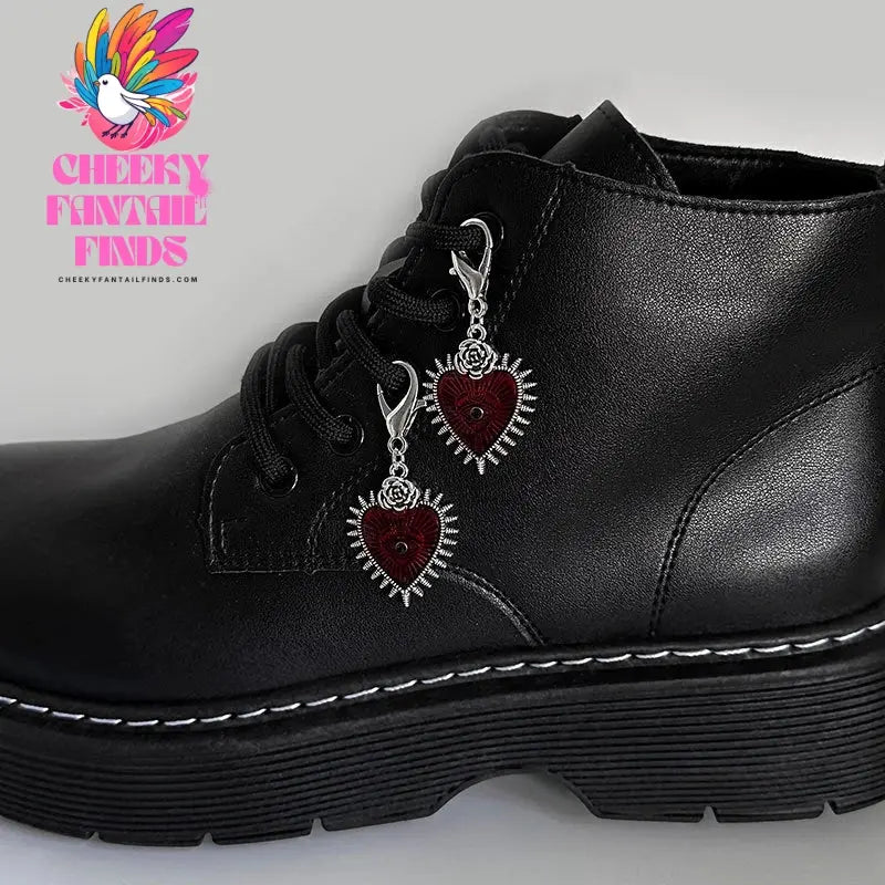 Enamel Rose Flowers Hearts Martin Boots Shoes Buckles Decoration Gothic Turkish Style Shoes Accessories Lucky Jewelry Cheeky Fantail Finds