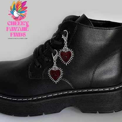 Enamel Rose Flowers Hearts Martin Boots Shoes Buckles Decoration Gothic Turkish Style Shoes Accessories Lucky Jewelry Cheeky Fantail Finds