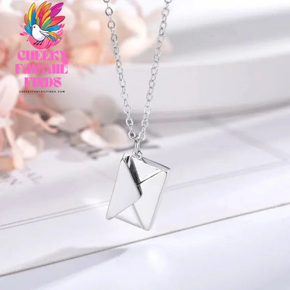 Envelope Locket Necklace with Gold Rose Gold Silver Color Love you Secret Hidden Message Pendant Necklace Gift Jewelry Cheeky Fantail Finds