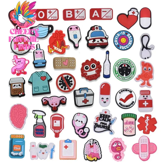 FASHION shoe Charms Accessories PVC Decoration nurse medical care series For sandals clog accessories Kids Party X-mas Gifts - Cheeky Fantail Finds