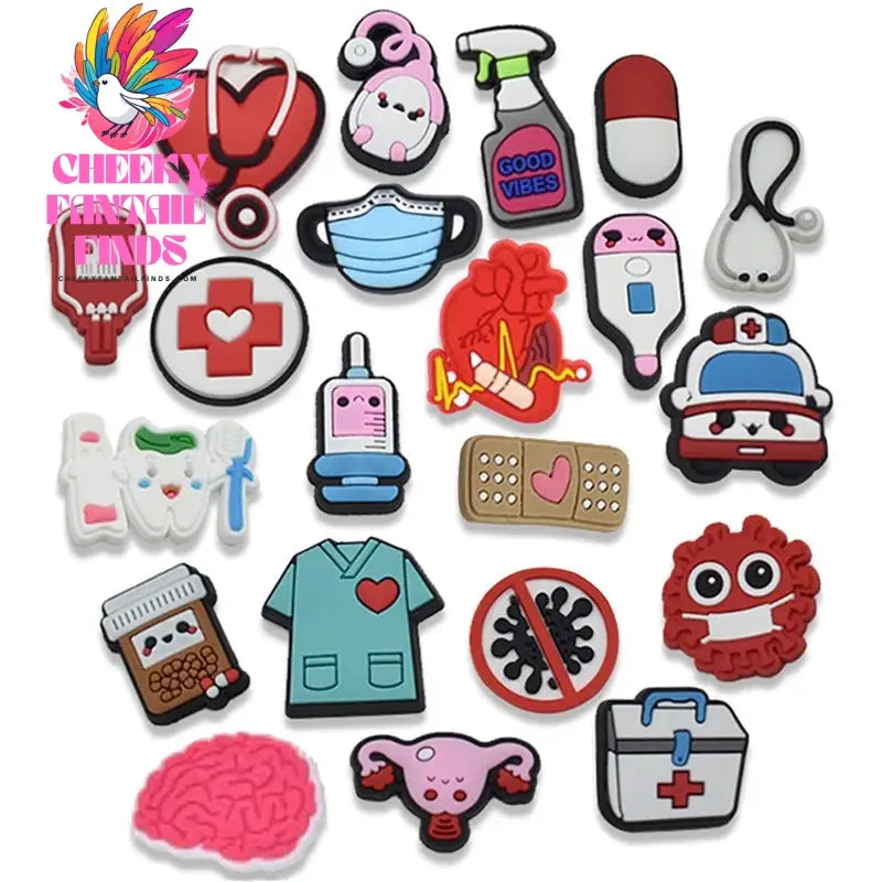 FASHION shoe Charms Accessories PVC Decoration nurse medical care series For sandals clog accessories Kids Party X-mas Gifts - Cheeky Fantail Finds