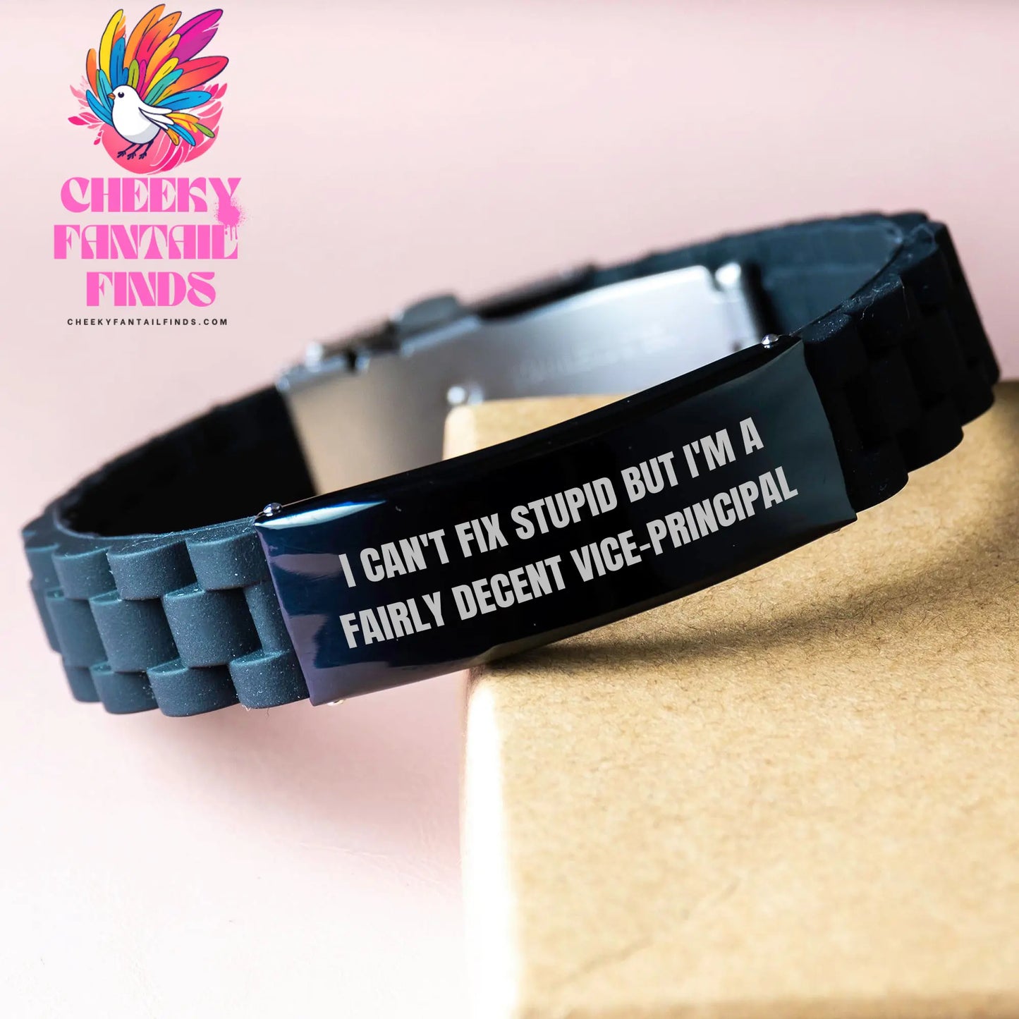 Fairly Decent Vice-Principal Gifts, I Can't Fix Stupid But I'm Funny, Mother's Day Glide lock Clasp Bracelet for Vice-Principal, Gifts from Men to Vice-Principal, Unique Vice-Principal Gifts - Image 3
