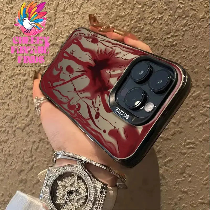 Fashion Devil Red Bloody Plating Phone Case For IPhone 16 15 14 13 12 11 Promax Plus XS  New Advanced Anti Drop Shockproof Cover Cheeky Fantail Finds