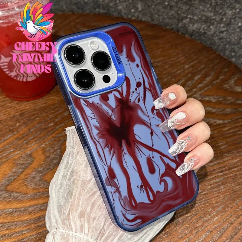 Fashion Devil Red Bloody Plating Phone Case For IPhone 16 15 14 13 12 11 Promax Plus XS  New Advanced Anti Drop Shockproof Cover Cheeky Fantail Finds