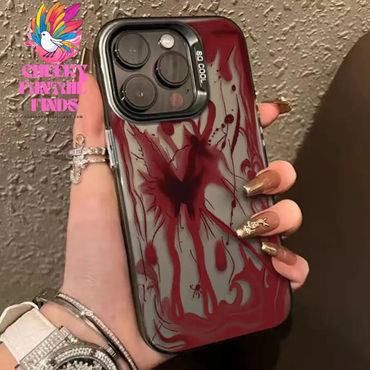 Fashion Devil Red Bloody Plating Phone Case For IPhone 16 15 14 13 12 11 Promax Plus XS  New Advanced Anti Drop Shockproof Cover Cheeky Fantail Finds