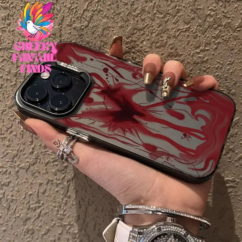 Fashion Devil Red Bloody Plating Phone Case For IPhone 16 15 14 13 12 11 Promax Plus XS  New Advanced Anti Drop Shockproof Cover Cheeky Fantail Finds